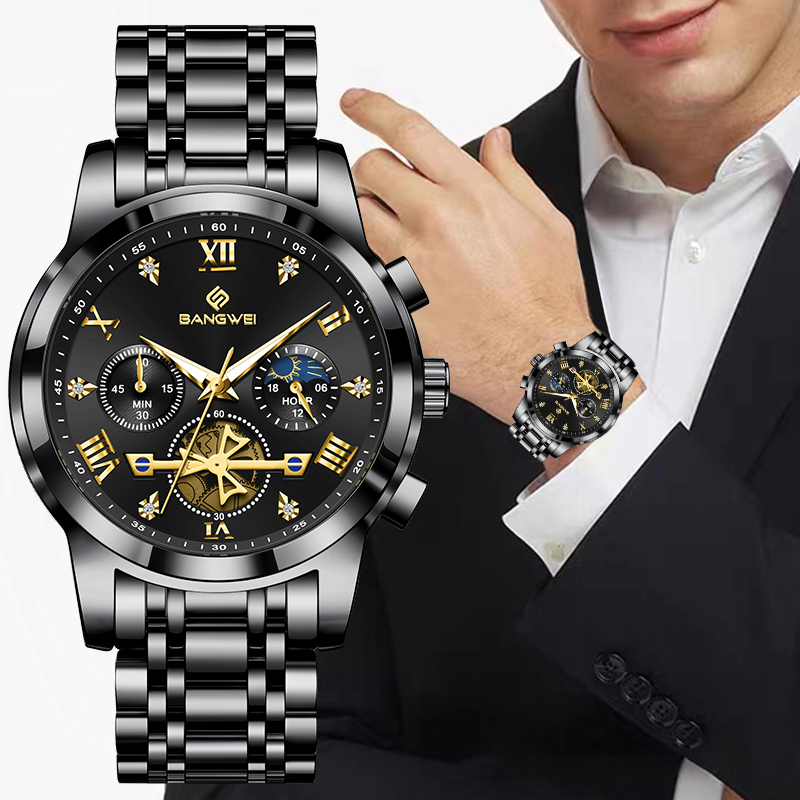 Luxury Watch Moon Phase - LIGE Design Luxury Quartz Man Watch