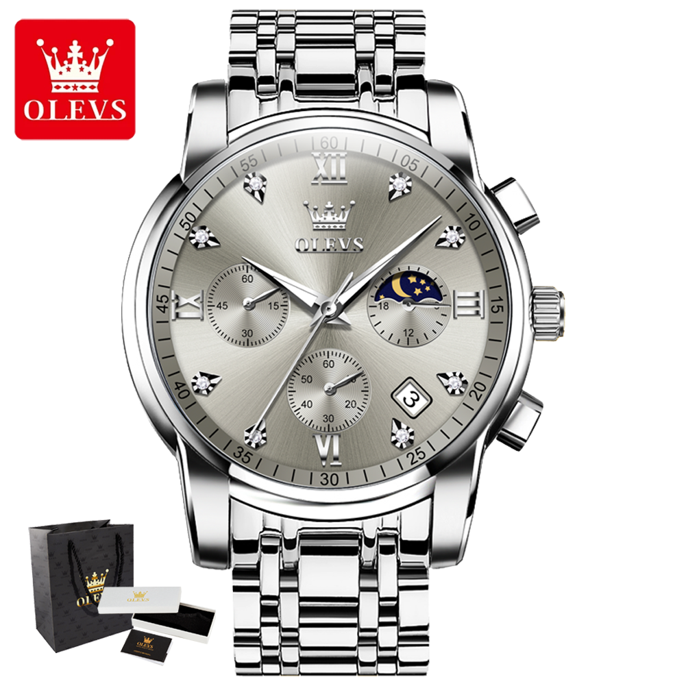 Luxury Watch Moon Phase - OLEVS 2858 Quartz Watch for Men