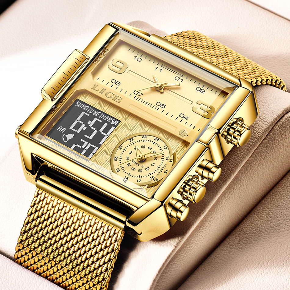 Luxury Watch Moon Phase - LIGE 2026 Fashion Dual Display Watch