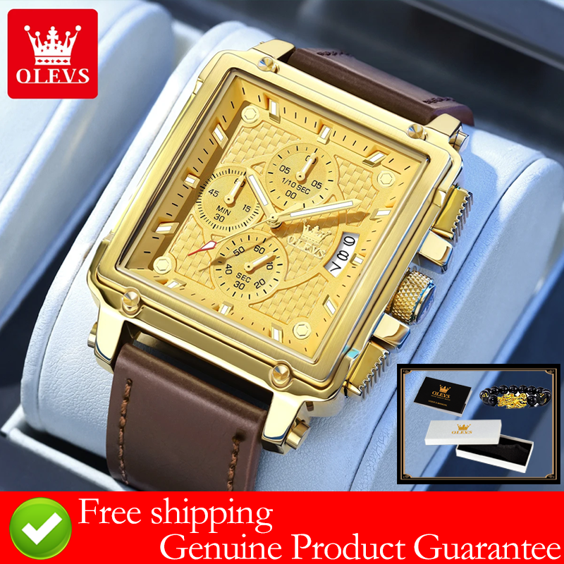 Luxury Watch Strap - OLEVS brand mens watches waterproof Leather