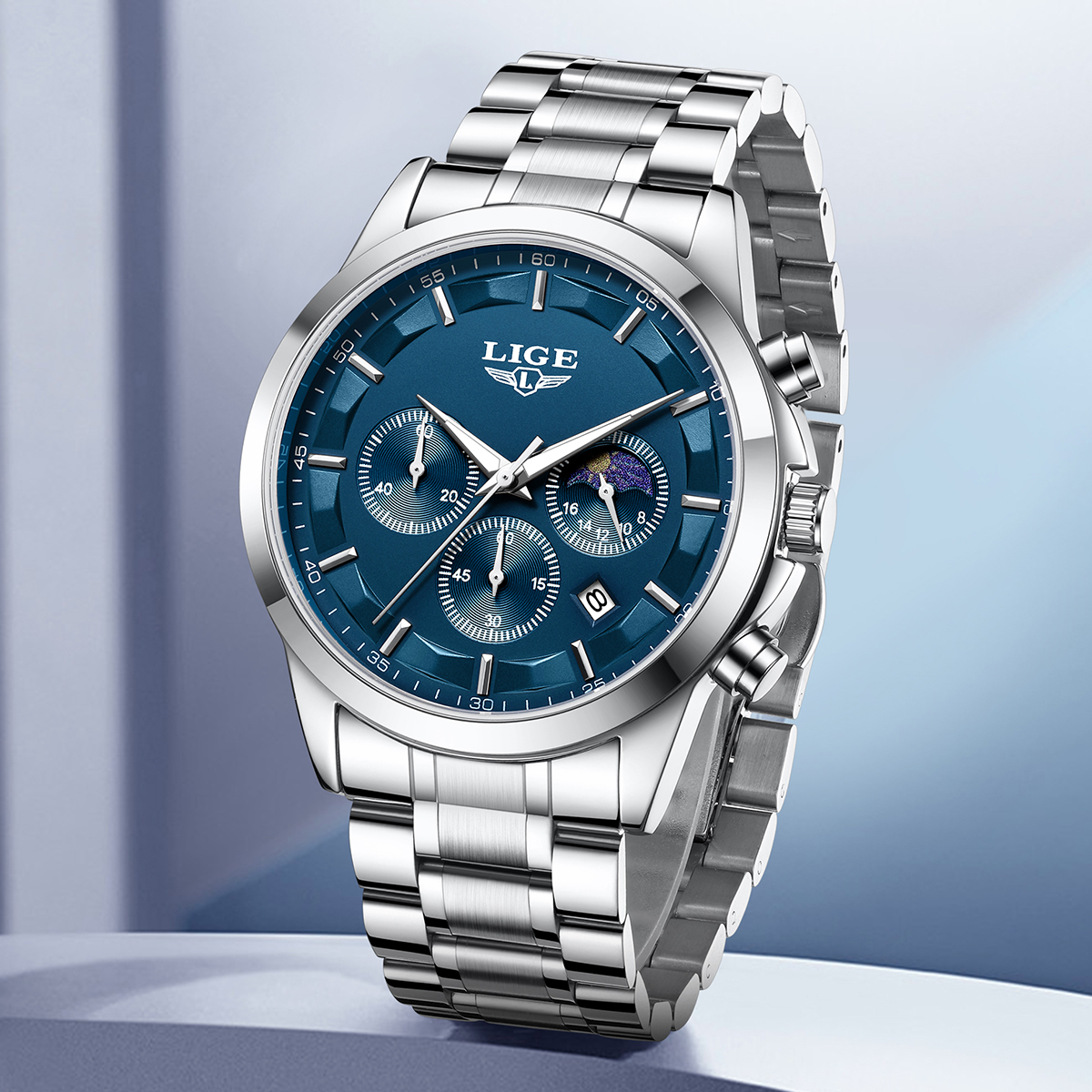 Luxury Watch Moon Phase - LIGE Luxury Fashion Quartz Man Watch