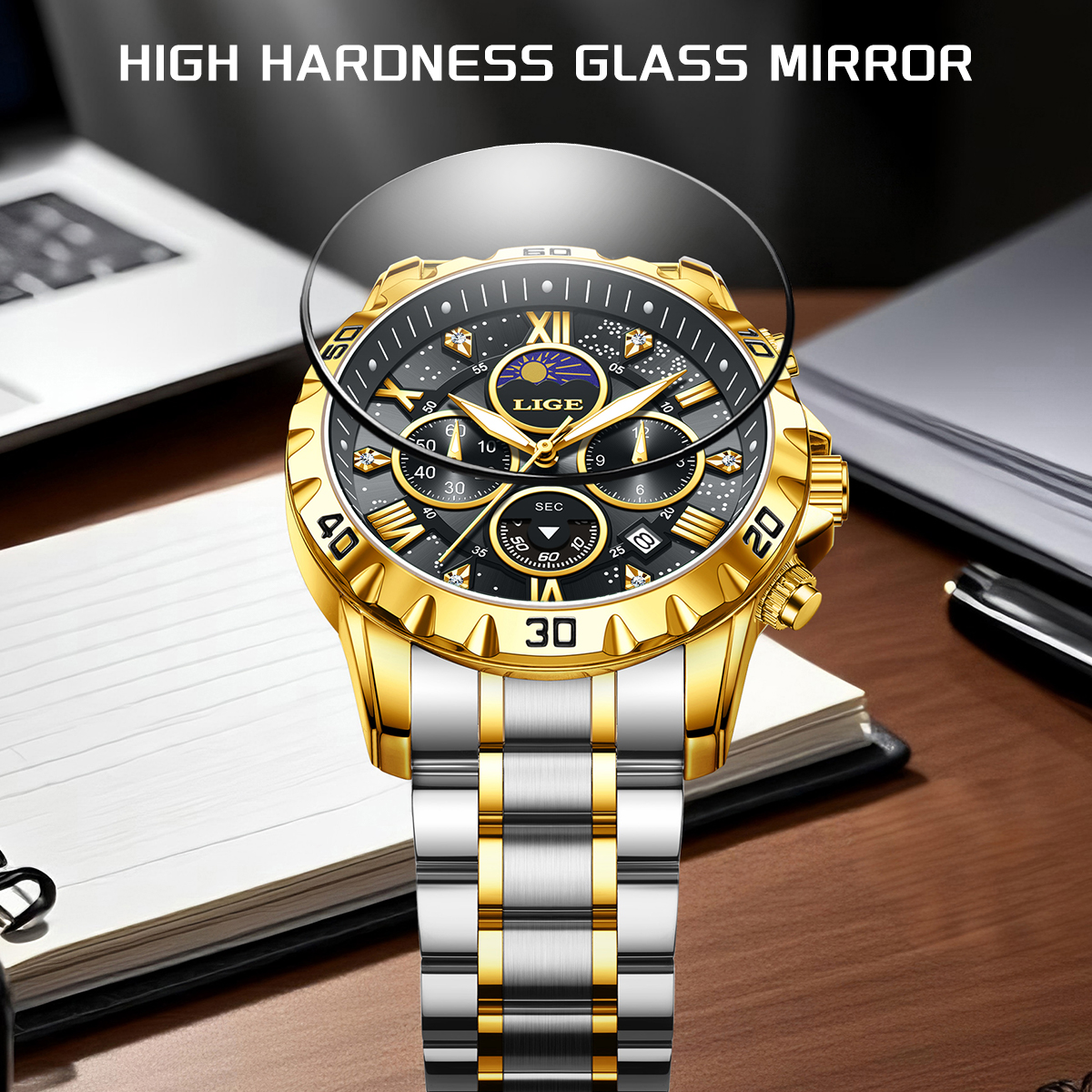 LIGE Top Brand Luxury Quartz M - Luxury Watch Moon Phase recension och pris