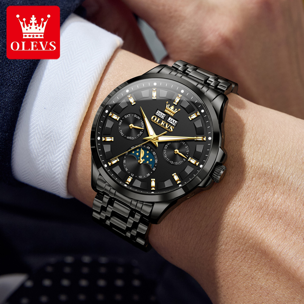 OLEVS 7070 Automatic Watch Men - Luxury Watch Moon Phase recension och pris