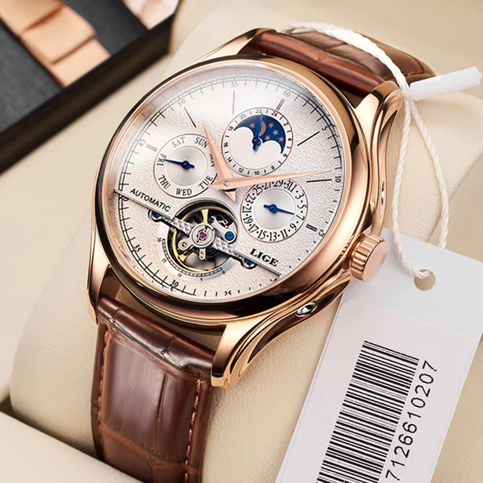 LIGE Business Luxury Mechanica - Luxury Watch Moon Phase recension och pris