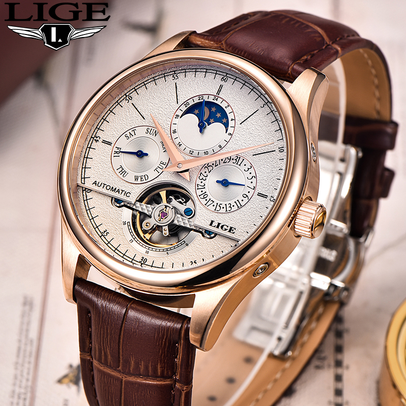 LIGE Business Luxury Mechanica - Luxury Watch Moon Phase recension och pris