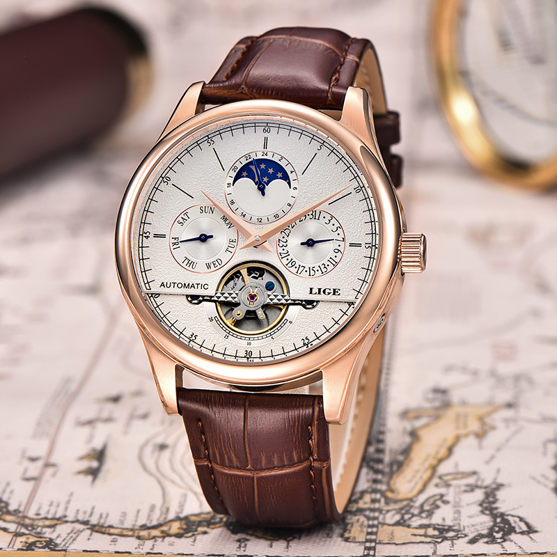 LIGE Business Luxury Mechanica - Luxury Watch Moon Phase recension och pris