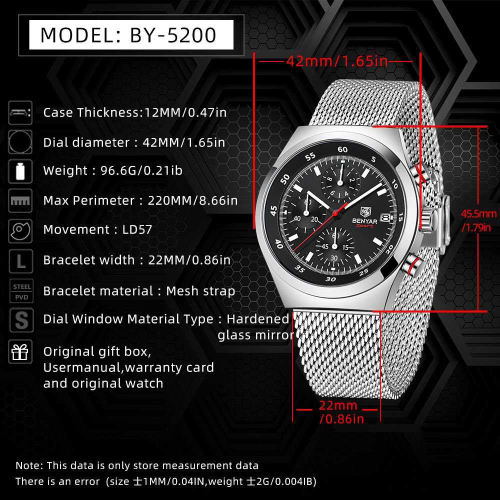 BENYAR Top Luxury Brand Men's  - Luxury Watch Strap recension och pris